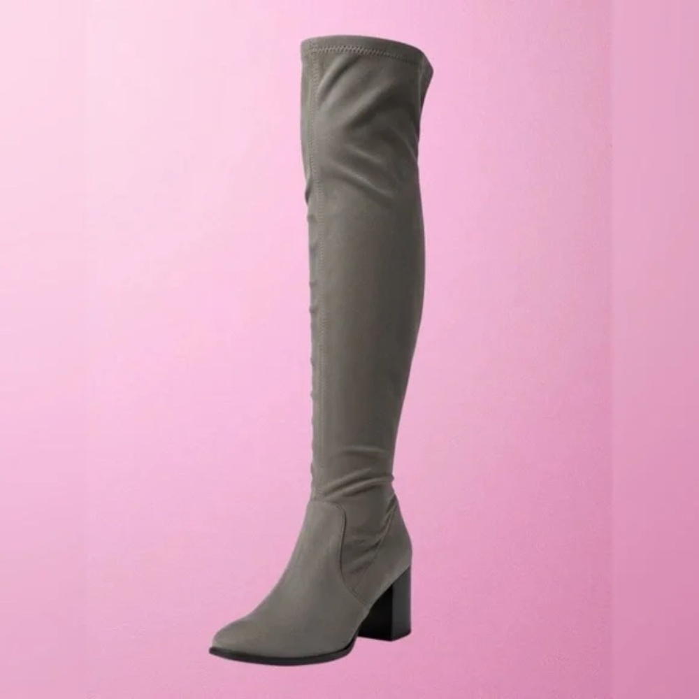 Dolce Vita Over-the-Knee Boots Gray Block Heel Stretch OTK Boots Size 9.5